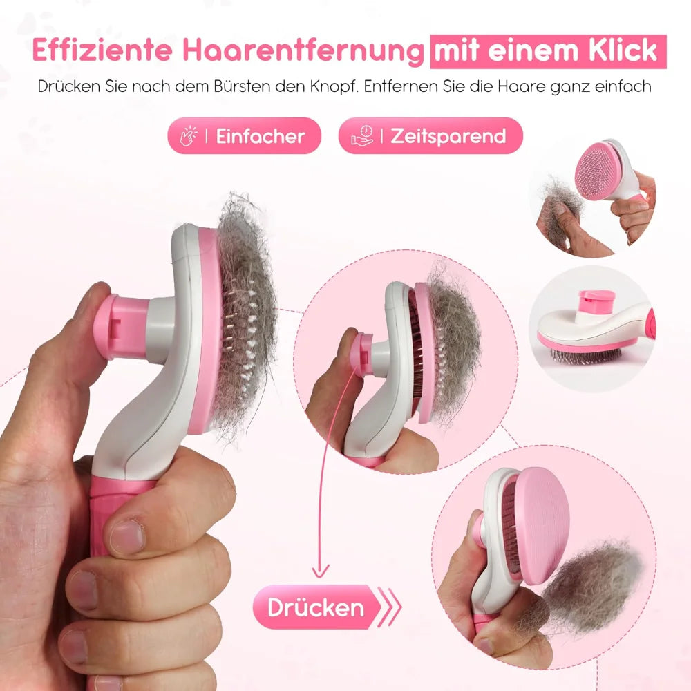 Ergonomic One-Click Grooming Brush — Cats & Dogs