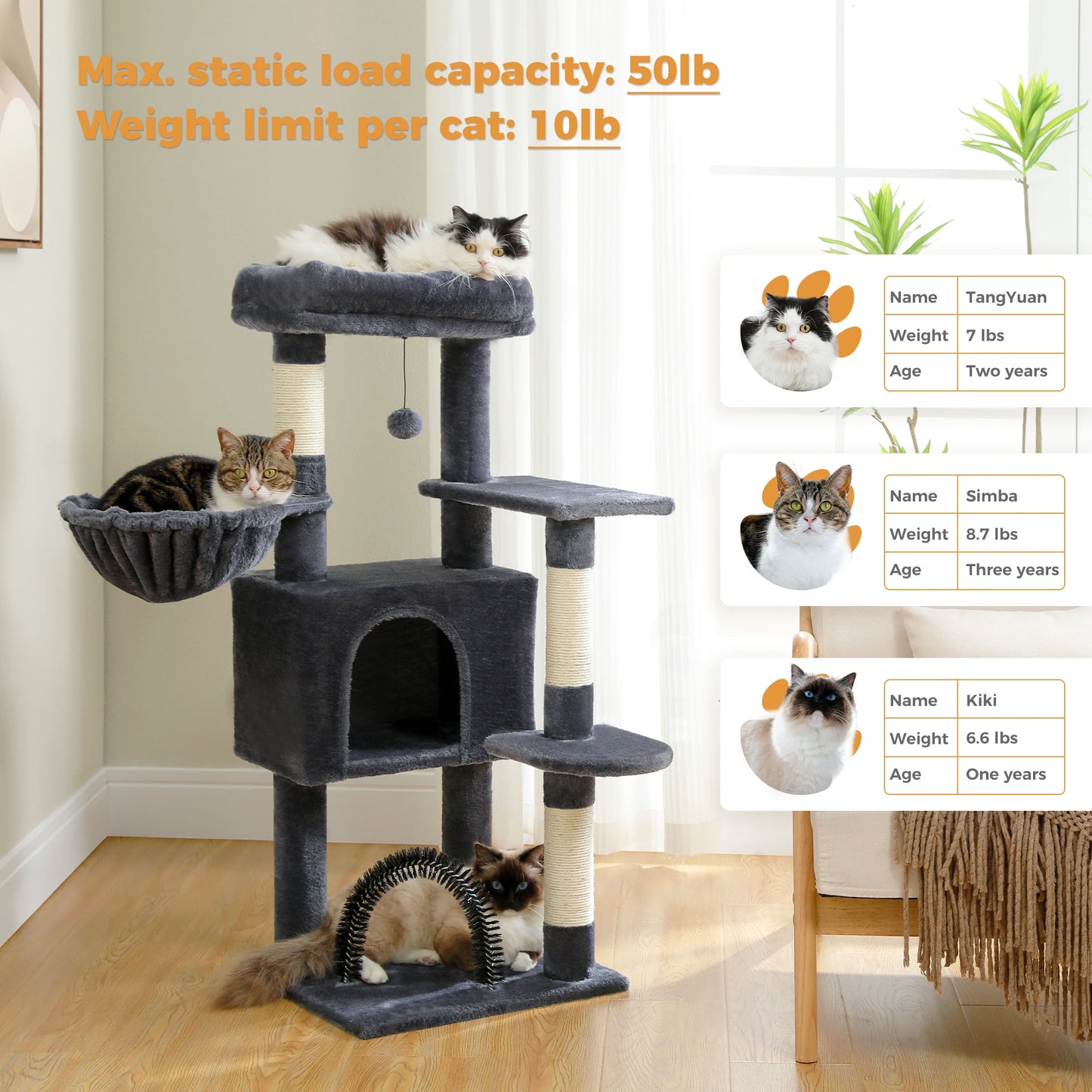 106 cm Cat Tower — Perch, Hammock & Hideout