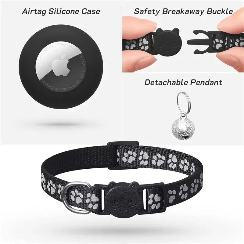 AirTag-Ready Breakaway Cat Collar — Bell & Reflective Trim