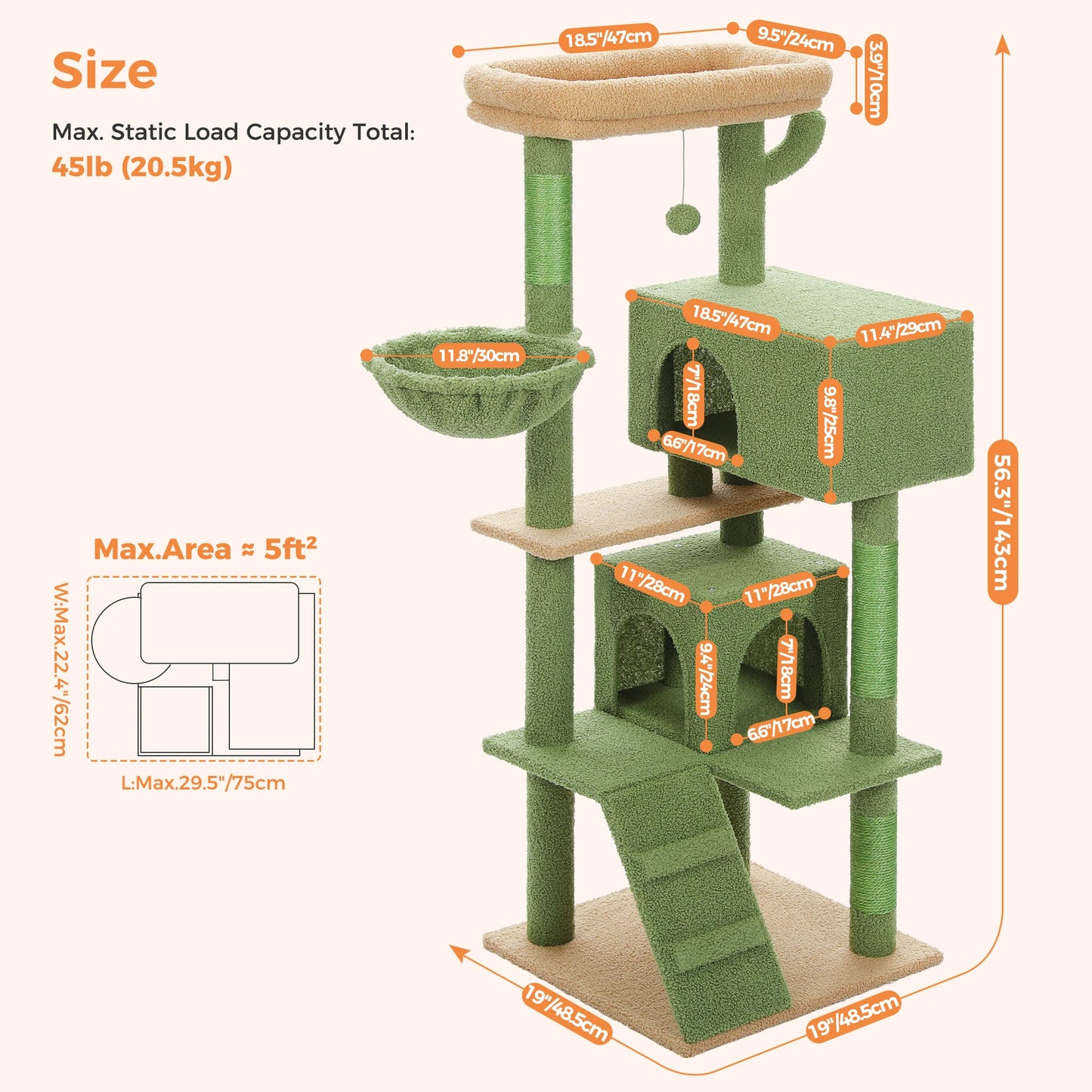 106 cm Cat Tower — Perch, Hammock & Hideout