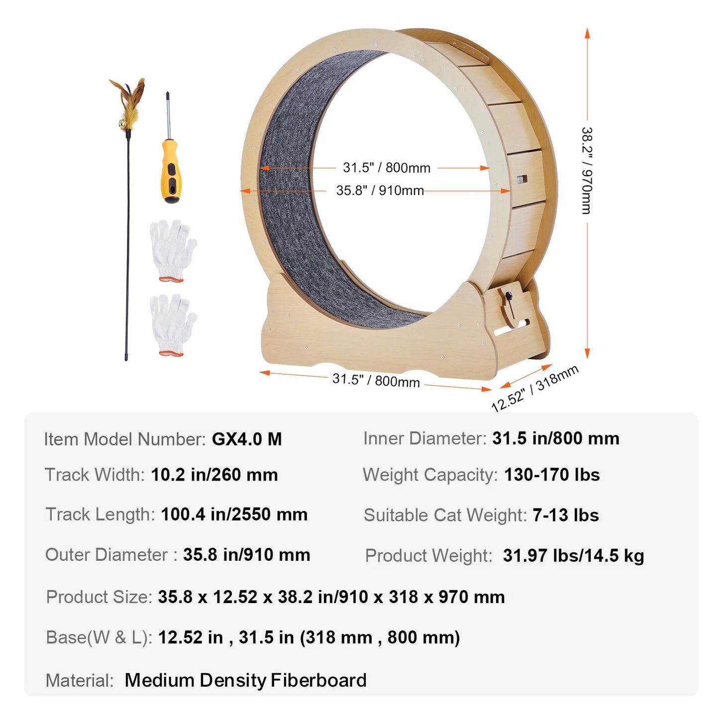 Wooden Cat Exercise Wheel — Indoor Running Track