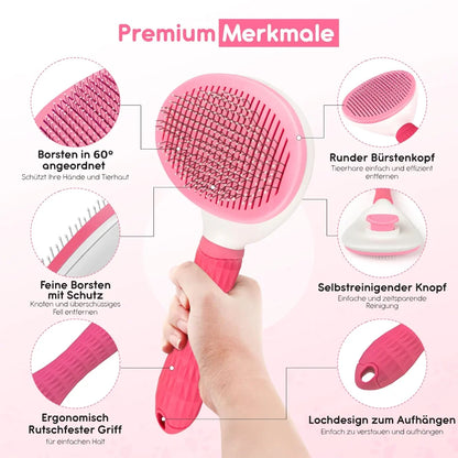 Ergonomic One-Click Grooming Brush — Cats & Dogs