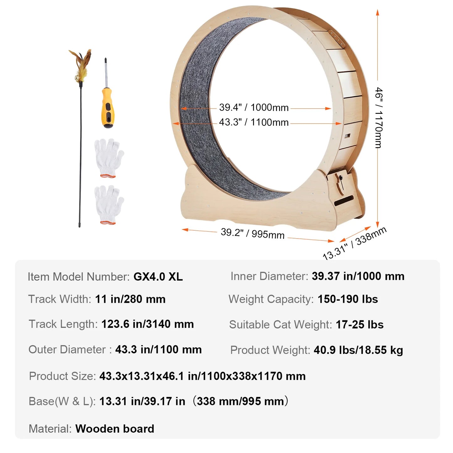 Wooden Cat Exercise Wheel — Indoor Running Track
