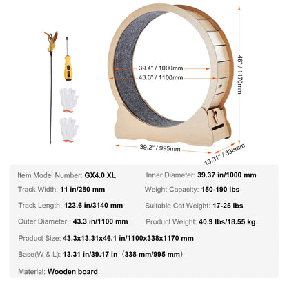 Wooden Cat Exercise Wheel — Indoor Running Track