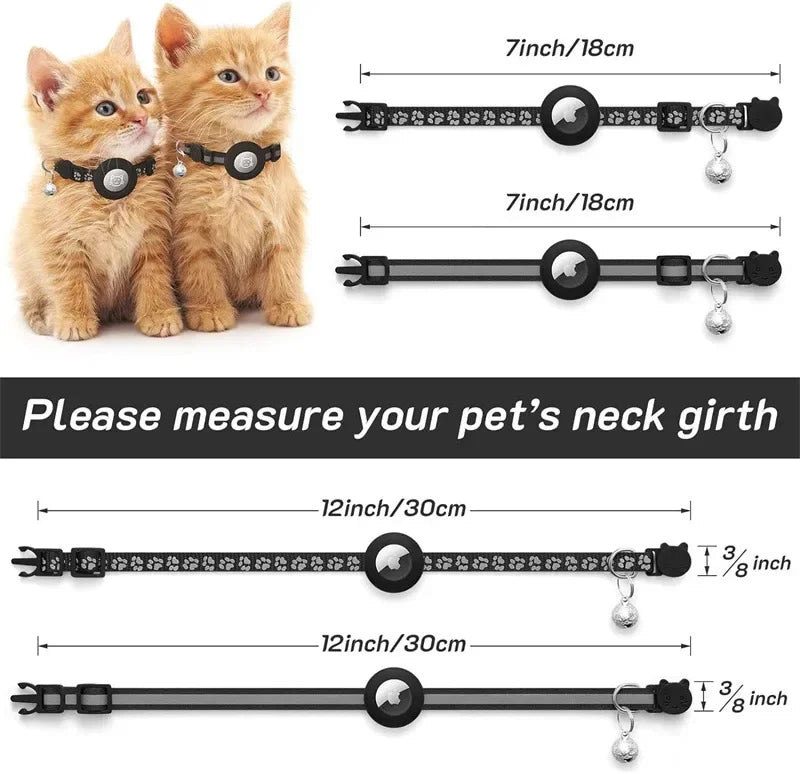 AirTag-Ready Breakaway Cat Collar — Bell & Reflective Trim