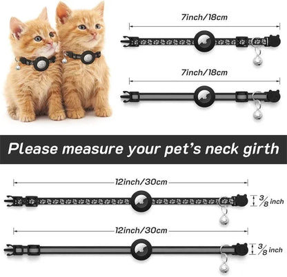 AirTag-Ready Breakaway Cat Collar — Bell & Reflective Trim