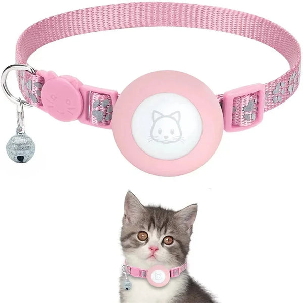 Collar de gato separable listo para AirTag — Campana y borde reflectante